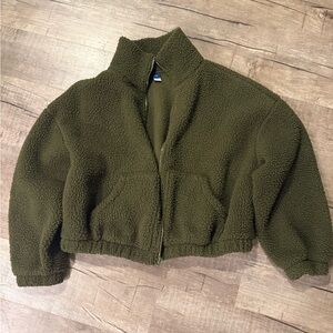 Old Navy Olive Sherpa Fleece Jacket